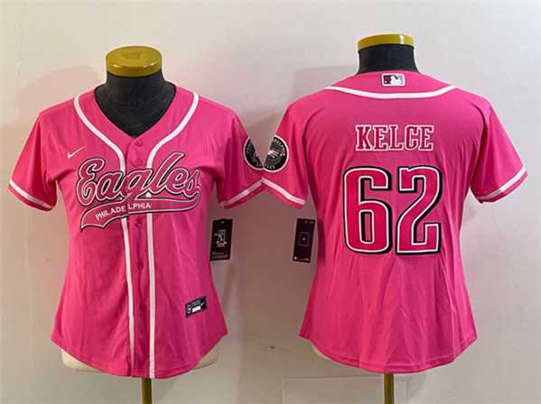 Women's Philadelphia Eagles #62 Jason Kelce Pink Cool Base Stitched Baseball Jersey(Run Small),We sell and wholesale Women's Philadelphia Eagles #62 Jason Kelce Pink Cool Base Stitched Baseball Jersey(Run Small) on line form chian!